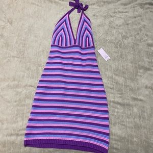Vibrant knitted halter dress- new with tags
